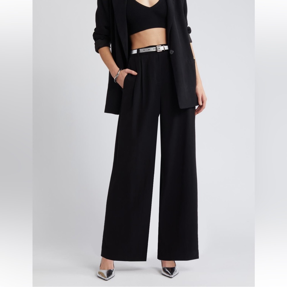 Open Edit High Waist Wide Leg Trousers